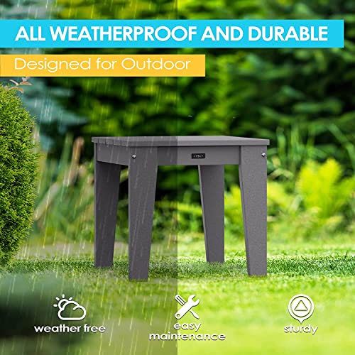 A-Eco Living 18" Adirondack Side Table,Multipurpose Side Table,Pool Composite Patio Table,Hdpe Square End Tables,Easy Maintenance & Weather Resistant,Grey #TOP3