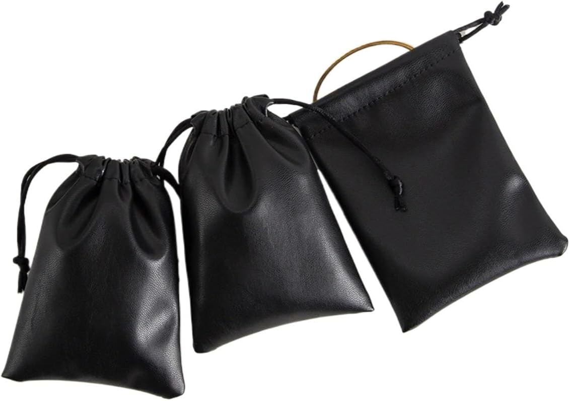 15pcs PU Leather Drawstring Jewelry Pouches Gift Bags for Wedding Party Earring Bracelet Storage