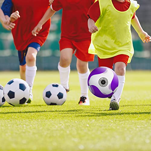 Millenti Reverse-Bend-It Soccer Ball - Size 5 White Purple Soccer Ball, Training Ball + Match Ball, High-Visibility Easy-To-Track Design (White Purple) Sb-Rbi-Purple #TOP7