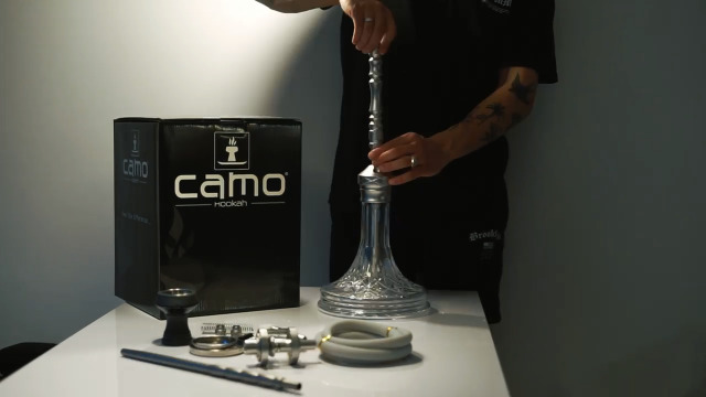 Camo Pro Shisha Set Aluminium Alu Schwarz 84 cm Hookah Wasserpfeife Steinkopfset Acryl Molassefänger 18/8 Schliff Base… – Bild 8