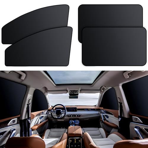 Omnikryp 4 Piezas Parasol de Coche Bebe, Protección UV Protección contra el Calor, Magnético Cortinas Parasol Fácil Instalación, Protector Solar para Coche para Viajes Camping, para Niños y Mascotas
