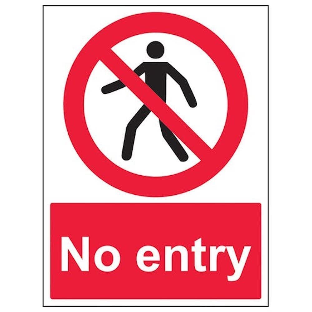 V Safety No Entry Pedestrian Prohibition Sign - 150mm x 200mm - Self Adhesive Vinyl