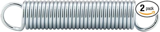 Prime-Line SP 9668 Extension Spring, Spring Steel Construction, Nickel-Plated Finish, 0.072 GA x 9/16 in. x 2-7/8 in., Closed Single Loop (2 Pack)
