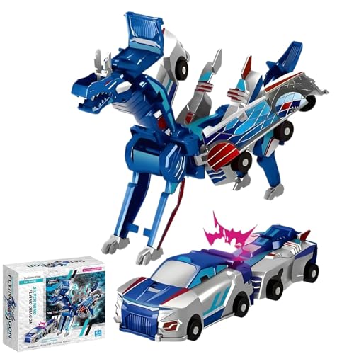 Voiture Dinosaure Transformable par Collision,2 Voitures Magnétiques qui se Transforment en Dinosaures,Jouet Robot Dino,Jouets pour Garçons et Enfants,Cadeau...