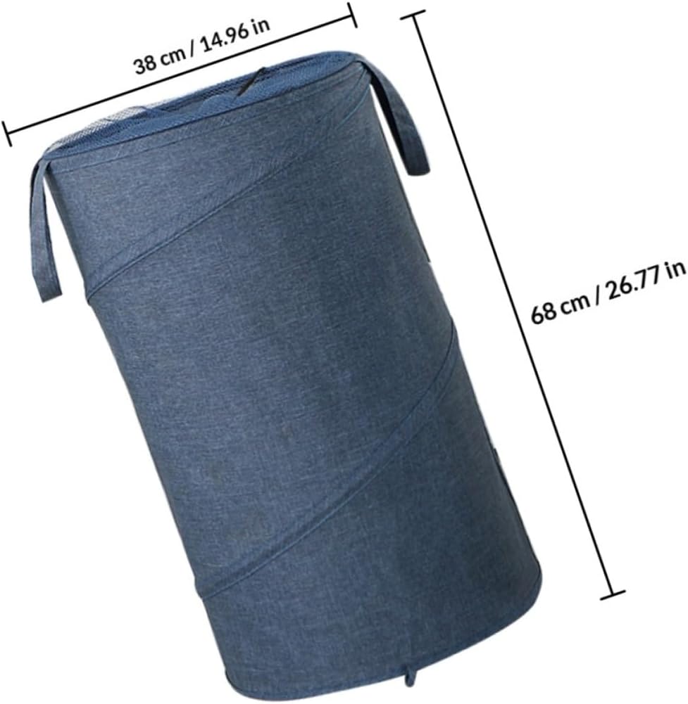 Mipcase Rolling Laundry Basket Large Oxford Cloth Foldable Laundry Hamper with Wheels 38x68cm for Home and Bathroom Storage