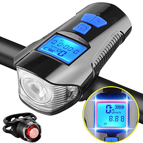 Bike Light Set, Bicycle Rear Light, with Bicycle Speedometer Odometer, Wiht Horn, USB