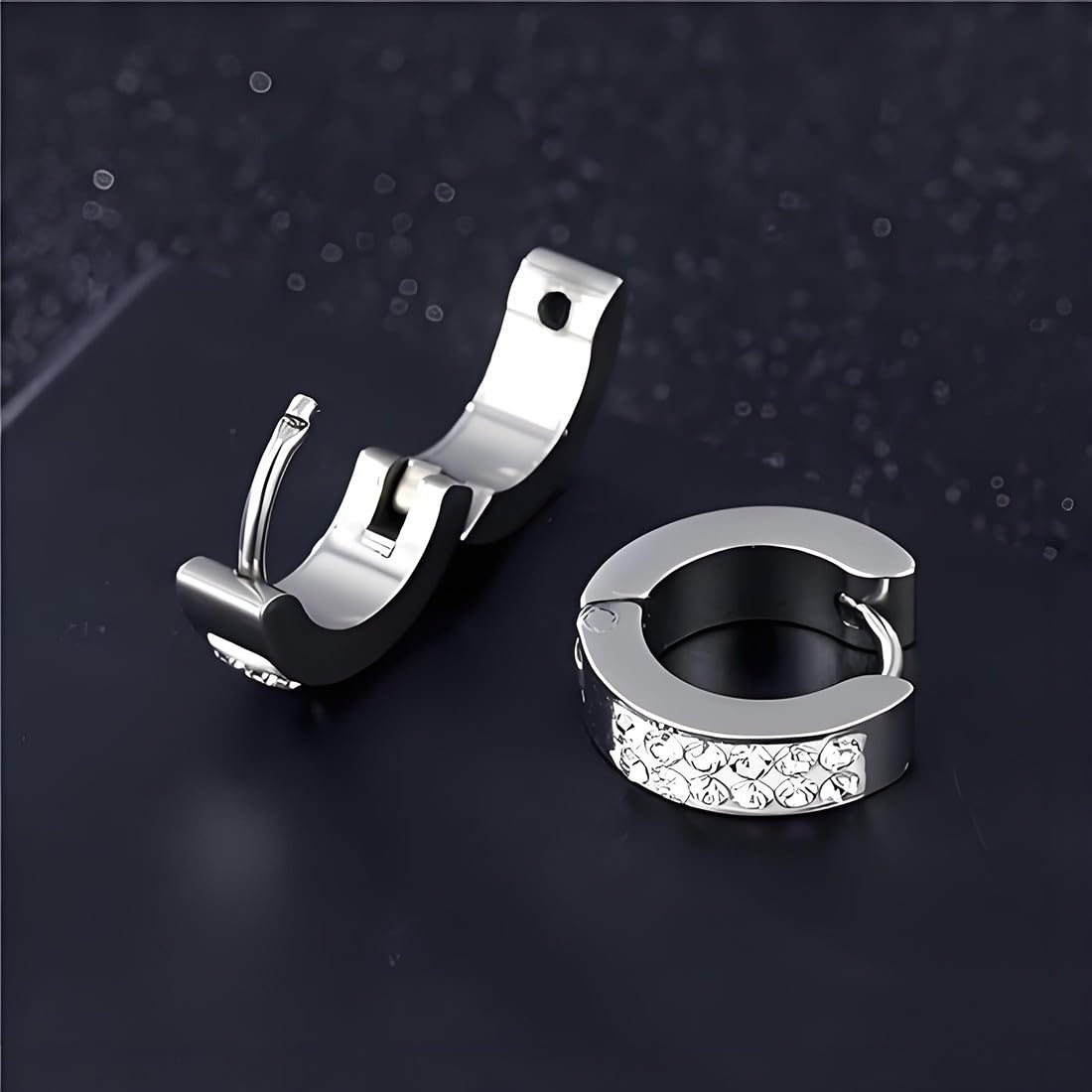 2 Paio Cerchio Piccoli In Acciaio Inossidabile Orecchino A Clip Neri Unici Acciaio Chirurgico Set Da 4Mm*9Mm