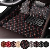Leather Car Floor Mats for Chrysler Crossfire 2004-2008, Durable Leather Floor Mat, Waterproof and Non-Slip Car Interior Accessories(Black Red)