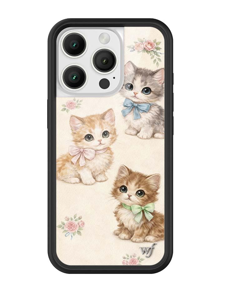 Image of Wildflower Cases - iPhone 16 Pro Compatible - Vintage Kittens | Impact-Certified 6.5 ft Drop Protection Case, Raised Protective Bumper, Cute Aesthetic Design, Women-Owned Small Business