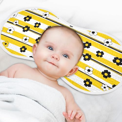 2 Pack Muslin Burp Cloths Floral Yellow Cotton Baby Burp Cloths Ultra Absorbent Soft Burping Cloth Washcloths for Baby Boys Girls 22"x11"4