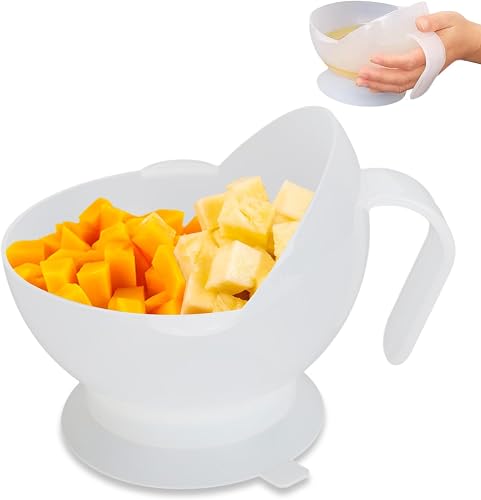 Adaptive Scoop Bowl with Suction Base and Handles, Spill Proof Self Feeding Bowl for Elderly, Parkinsons and Disabled Adults