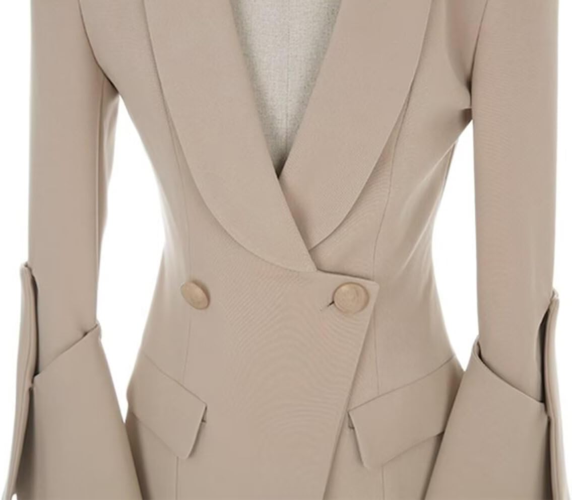 Women's Suit Jacket Dressy Shawl Lapel Blazer Double Breasted Buttons Coat for Groom Banquet