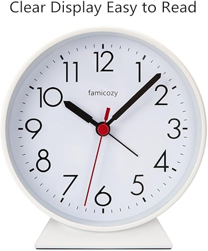 Miniatura 2 de Reloj despertador analógico silencioso sin tictac, fácil de leer, operación simple, alarma Crescendo, luz de repetición, funciona con 1 pila AA,