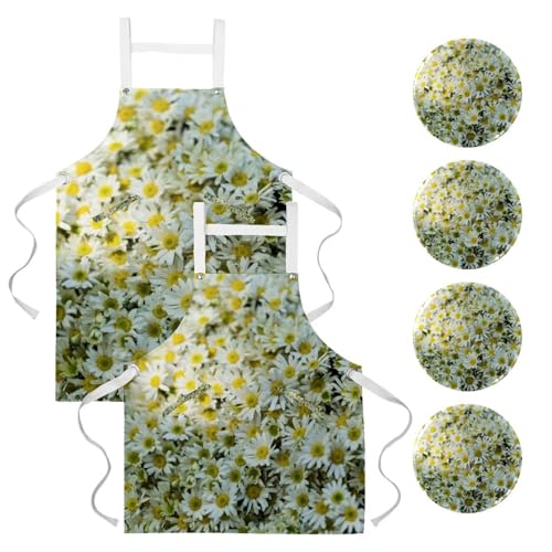 Tablier multicolore mini fleur avec 4 broches ajustables lot de 2