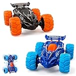 m zimoon Monster Truck Toys, 2pcs Pull Back Cars Inertia Friction Powered Car 360°Rotating Stunt Dragon Push and Go Vehicles Toys Christmas Birthday Gifts for 3-7 Years Old Boys Girls(Blue, Black)