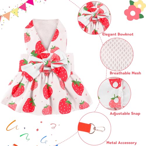Dog Dress Harness Dresses Leash Set for Small Dogs Cute Girl Dog Clothes with Bowknot Puppy Outfits for Shih Tzu Yorkies Chihuahua - Image 5
