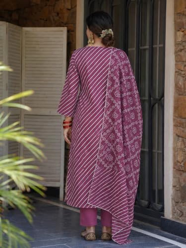 Image of GoSriKi Women's Cotton Blend Printed Straight Cotton Blend Kurta with Pant and Dupatta | Kurta Set for Women Suit Set for Women | Indian Ethnic Wear Women's Ethnic Clothing Designer Traditional Outfit