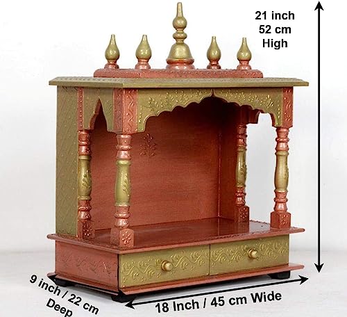 Temple en bois marron Mandir pour maison et bureau Devyom