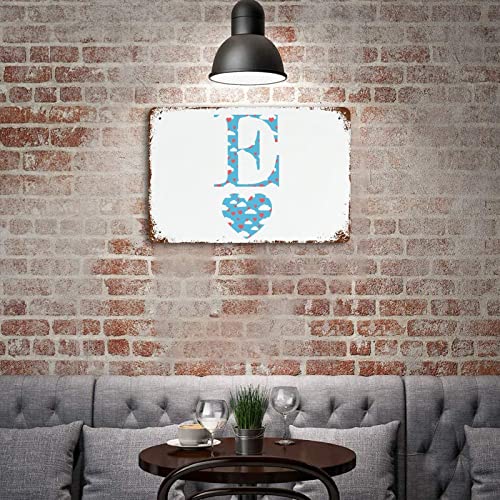 Plaque en métal avec initiales E panneau décoratif pour cour, jardin et commerce