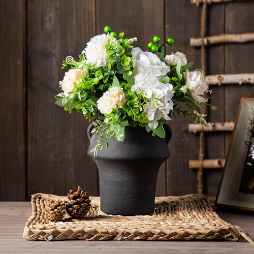 Black Vases Home Decor - Ceramic Vase for Flowers - Decorative Vase with Handle - Unique Fall Vase for Centerpieces, Farmhouse Vintage House for Pampas Grass — view 6