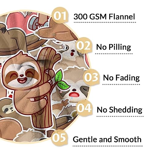 Mercuryelf Custom Sloth Throw Blanket - Soft, Fuzzy & Warm - 40x50 Inches Flannel Blankets for Travel, Office - Brown Novelty Throws Gift for Kids