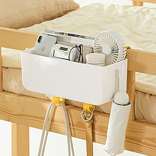 Poeland Cesta de almacenamiento colgante para mesita de noche con ganchos, organizador multifunción para mando a distancia Cover