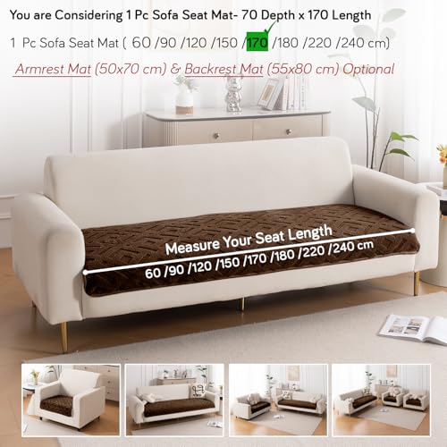 Image of HOKIPO 'Velvet Maze' Premium Anti Slip Sofa Cover Mats for L Shape and 1 /2 /3 Seater Sofa. Make Your Own Sofa Cover Set, 70(D) x 170(L) cm, Dark Brown (AR-5907-DBR)