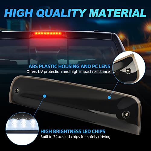 Suparee Ram 1500 Led 3Rd Brake Light Tail Rear High Mount Lamp For 2009-2017 Dodge Ram 1500 2010-2017 Dodge Ram 2500 3500 Red & White Light With Smoke Lens Black Housing - Waterproof #TOP2