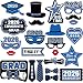 24 Pieces Graduation Party Photo Booth Props Kit, 2019 Graduation Party Decorations for Grad Party Favors Supplies (Blue)