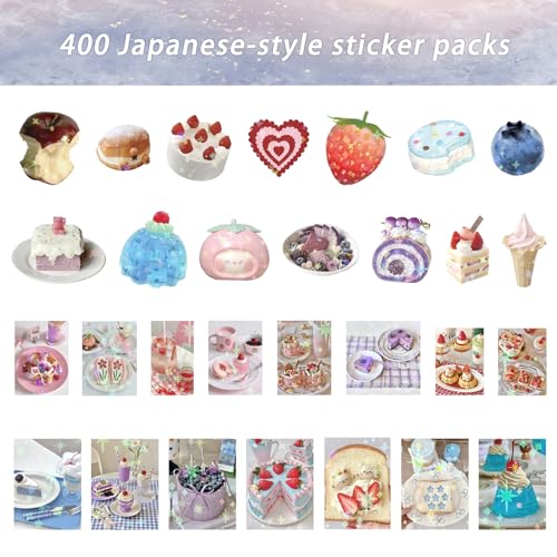 Image of 400 PCS Japanese Aesthetic Stickers for Adults, Kawaii Animal & Retro Deco Stickers Pack for Journaling, Scrapbook, Planner Decoration, Vision Board & Creative Stationery