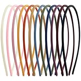 Lawie 12 Pack Colorful Plain Blank Frosted Slim Thin Plastic Headband With Teeth Skinny Wire Comb Hair band Elastic Hair Hoop Holder Tiara Crown Headpiece Craft DIY Accessories for Women Girls Adults