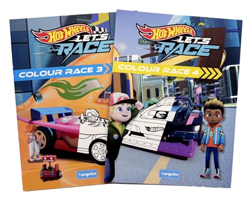 Anila's Hot Wheels Let's Race Colour Race 3 & 4 Colouring Books – 24 Action-Packed Pages – Ages 4–6 – Creativity & Fine Motor Skills – Durable Cardboard Cover – Birthday or Travel Gift