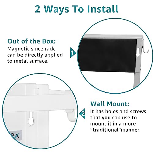 Image of Plantex GI Steel Multi-Purpose Magnetic Shelf for Home /Fridge Organizer Spice Rack with Paper-Towel Holder /Kitchen Rack for Refrigerator (Small-White)