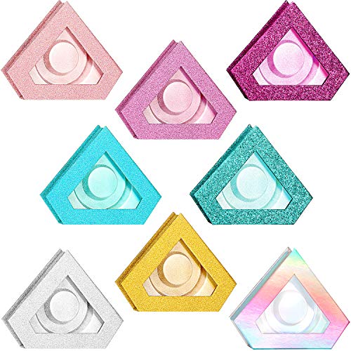 8 Pieces Diamond Shape Lash Box Empty Glitter Lash Case False Eyelash Packaging Box with Lash Holder for Eyelash Storage