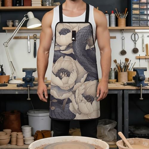 Delantal ajustable con 8 bolsillos para hombres y mujeres miniatura 4