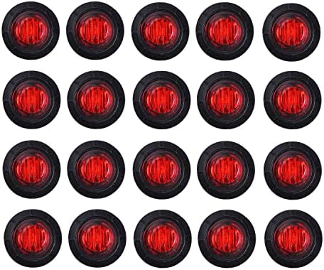 TMH (Pack of 20 3/4 Inch Mount RED LED Clearance Bullet Marker lights, Side LED marker lights for trailer Truck RV Car Bus Van