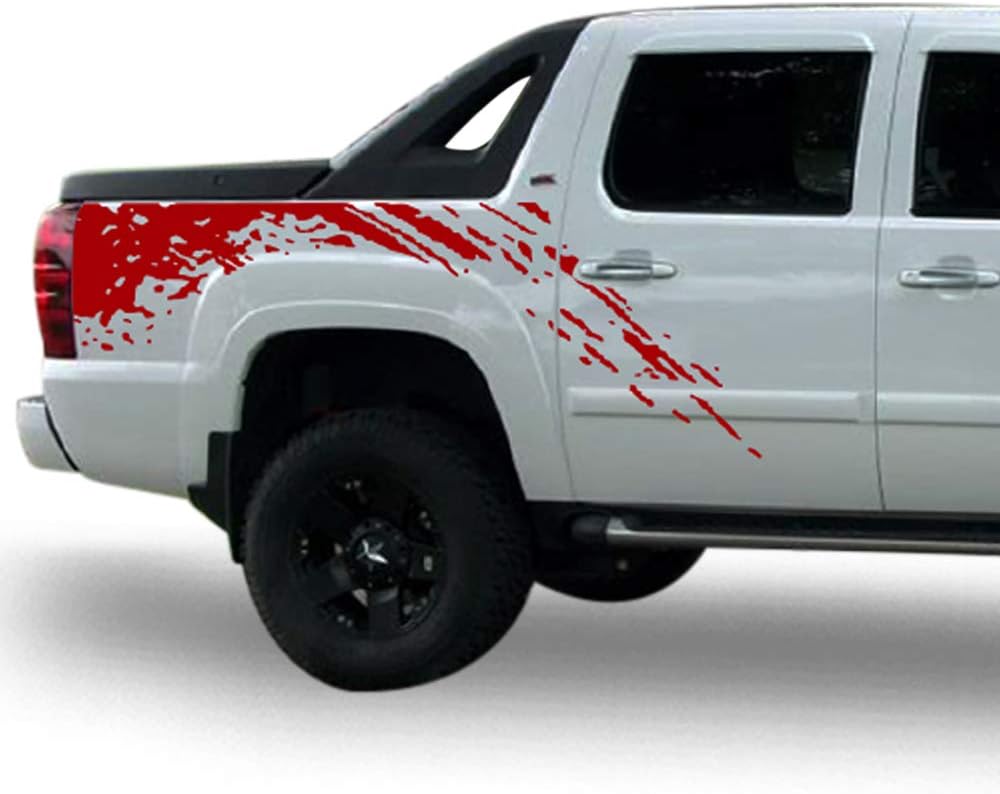 Bed Mud Splash Vinyl Sticker Graphic Compatible with Chevrolet Avalanche 2007-2013 (RED)