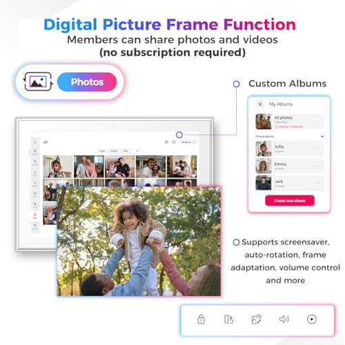 Image of Akimart 10.1 inch Digital Calendar & Chore Chart, Smart Touchscreen Interactive Display for Family Schedules, Digital Photo Frame Functon, Wall & Desk Mountable, Great for Organizing Your 2026 Calendar