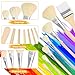 7 Pieces Versatile Goat Hair Blending Mop Brushes，for Acrylic Gouache Watercolor Foil Painting and Gold Leaf Sheets,Face Body Art (7)