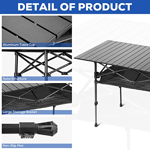 Lebleball Folding Camping Table, Portable Folding Table With Storage Bag, Adjustable Aluminum Camping Table For Outdoor Picnic, Beach, Backyard, Bbq, Patio, Fishing, Black #TOP3