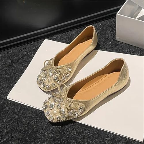 Women Office Plus Size Shoes Wedding Party Square Toe Flats Crystal Diamonds Decoration Shoes3