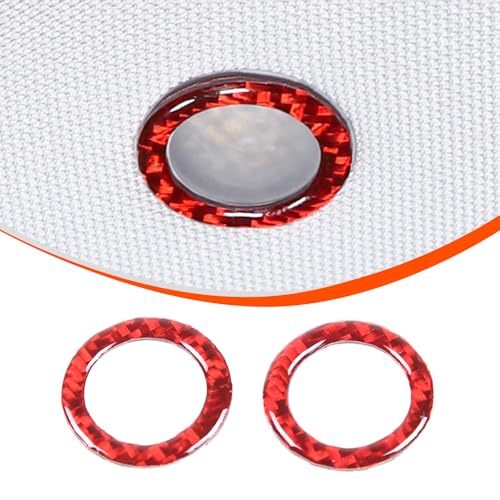 TongSheng for Tesla Model 3 2023 2024 2025+ Soft Carbon Fiber Car Inner Rear Row Roof Reading Light Panel Trim Interior Car Accessories (Red Carbon Fiber)