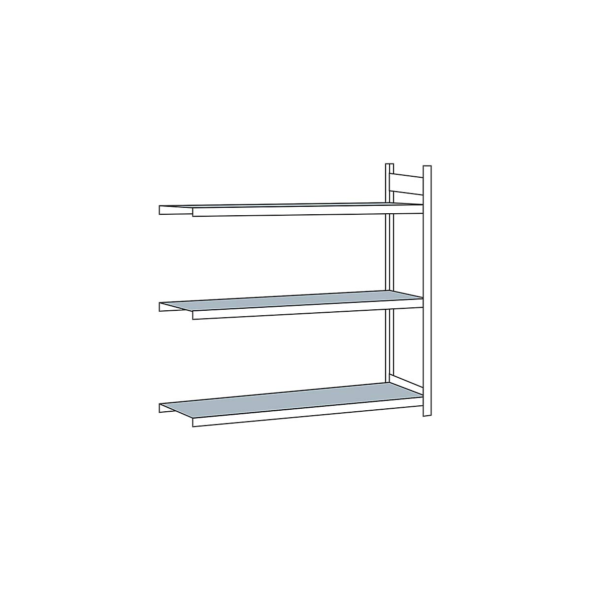 Estantería Base de Gran tensión WS 2000 con estantes de Acero, 2000 x 2000 x 800 mm (Alto x Ancho x Profundidad), galvanizado, 3 Niveles, Carga de 400 kg, Carga en Campo 1200 kg