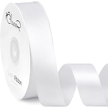 Double Faced White Satin Ribbon, 1 Inch 50 Yards Fabric Ribbon Roll for Flower Bouquets, Gift Wrapping, Handmade Craft, Wedding Party Decoration