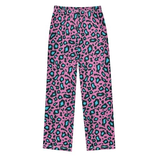 Leopard Print Pink Boys Pants Girl Sleep Pants Long Trousers Elastic Waist Lounge Bottoms S2