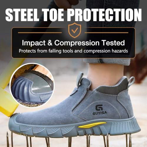 GLANOUDUN Grey Slip-On Welding Boots