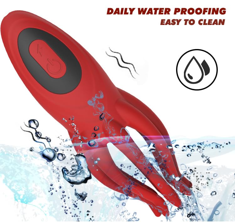 Octopus Masturbator, Electric Shock Glans Trainer with 12 Vibration Modes & 7 Vibration Frequencies Vibrating Penis Massager, Adult Jet Cup, Male Sex Toys (red)