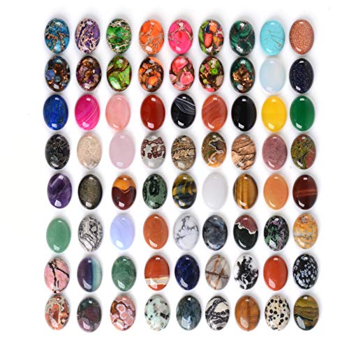 Wholesale Lot 24pcs Multi-color 25mm Gemstone Oval Cab Cabochon For Jewelry Making