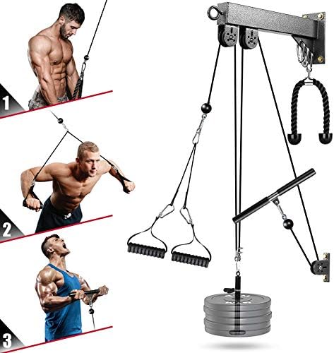 Health Lat and Raise Pulley System Gymnasium, Lat Pulldown Bar Cable Pulley Attachments for Gymnasium, Residence Gymnasium Exercise Weight Lifting Pulley System for Lat Pull Down,Tricep, Biceps Curl, Forearm Workouts