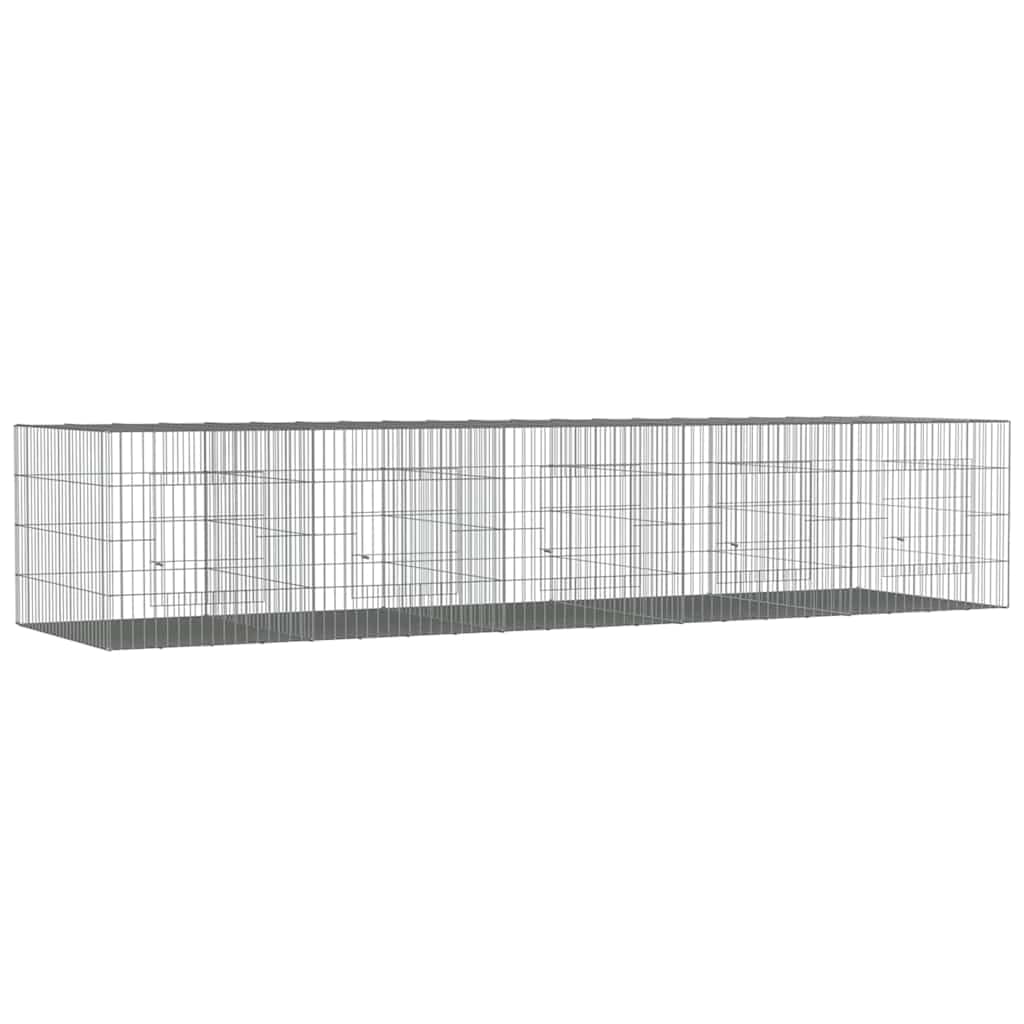 vidaXL Gabbia per conigli a 5 pannelli, per piccoli animali, recinto per conigli, recinto per animali domestici, con porta, 273 x 79 x 54 cm, ferro zincato